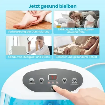 Masážní koupel na nohy Koupel na nohy s odnímatelným pedikérským kamenem 1-hodinové automatické vypnutí Modrá