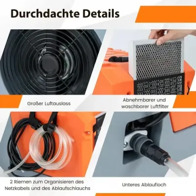 Elektrický odvlhčovač s vypouštěcí hadicí 85L/T stavební sušička Komerční odvlhčovač oranžový