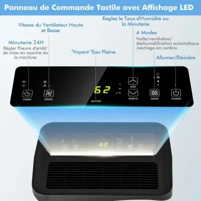 Odvlhčovač vzduchu Pokojový odvlhčovač vzduchu Mobilní odvlhčovač vzduchu elektrický Odvlhčovač vzduchu 25L/24h Velikost místnosti cca 60m²