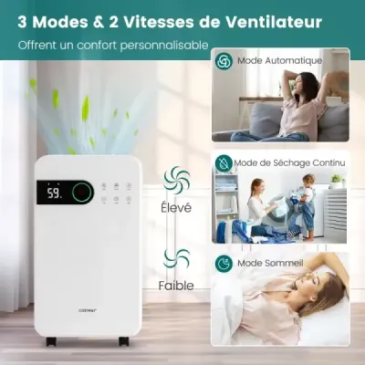 Odvlhčovač vzduchu o objemu 2,3 litru s režimem spánku Pokojový odvlhčovač vzduchu pro domácí sklep Mobilní odvlhčovač vzduchu 24hodinový časovač