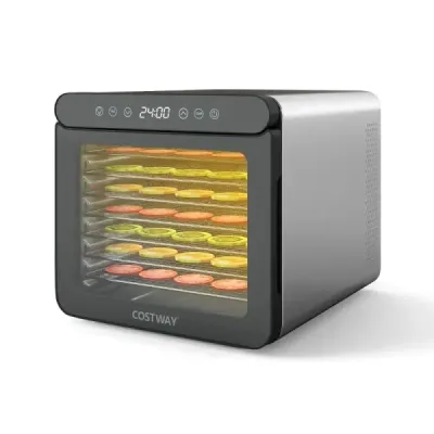 600W dehydrátor se 7 zásobníky z nerezové oceli Dehydrátor s časovačem 24 hodin a 30-75 ℃ 34 x 40,5 x 32 cm