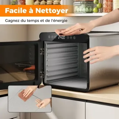 600W dehydrátor se 7 zásobníky z nerezové oceli Dehydrátor s časovačem 24 hodin a 30-75 ℃ 34 x 40,5 x 32 cm