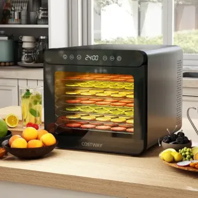 600W dehydrátor se 7 zásobníky z nerezové oceli Dehydrátor s časovačem 24 hodin a 30-75 ℃ 34 x 40,5 x 32 cm