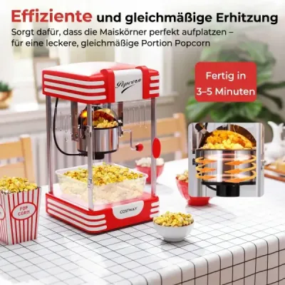 Retro stroj na popcorn 300 W ve stylu kina s ohřívacím světlem a ruční klikou