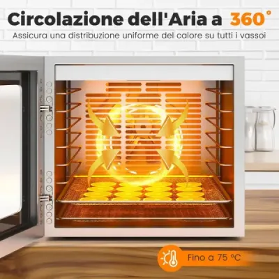 Sušička potravin 850 W s 8 tácy, 48hodinovým časovačem a regulací teploty 35–75 °C, stříbrná