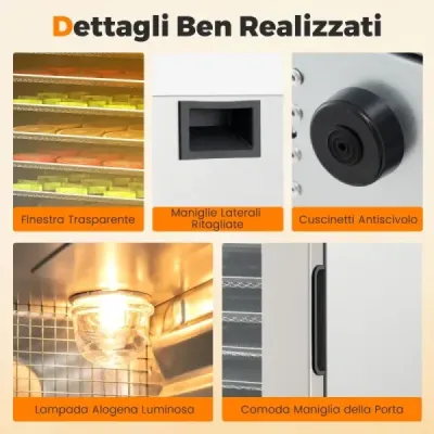 Sušička potravin 850 W s 8 tácy, 48hodinovým časovačem a regulací teploty 35–75 °C, stříbrná