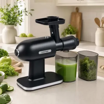 Odšťavňovač typu „Slow Juicer“ na ovoce a zeleninu, 95 % výtěžnost šťávy, odšťavňovač s funkcí zpětného chodu
