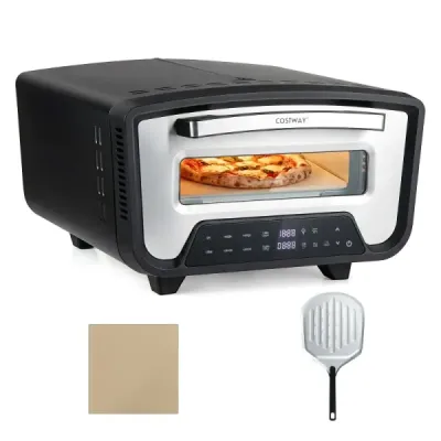 Elektrická pec na pizzu s výkonem 1700 W pro pizzy o průměru 30 cm, přístroj na pizzu s 8 programy a dotykovým displejem