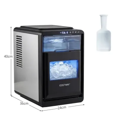 Výrobník ledu na čiré kostky ledu ve tvaru půlměsíce, 12 kg/den, 16 kusů za 15 minut se samočisticí funkcí.