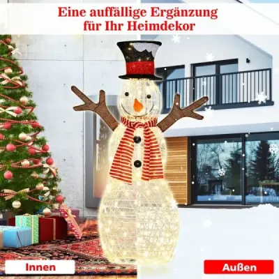 LED sněhulák s 80 LED světly vánoční dekorace vánoční figurka 66 x 14 x 110 cm