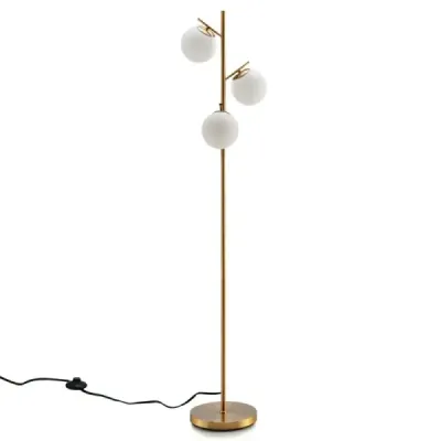 3-světelná stojací lampa s praktickým nožním spínačem a paticí žárovky E27 Lampa na čtení