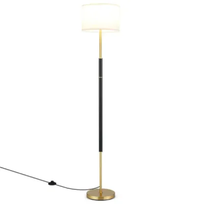 Stojací lampa 165 cm, stojací lampa s lněným stínidlem, objímkou ​​E27 a nožním spínačem
