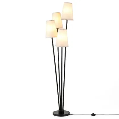 Stojací lampa se 4 žárovkami, nožním spínačem a 4 stínidly. Moderní stojací lampa, 25 x 25 x 160 cm.