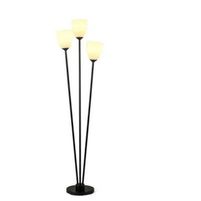 Stojací lampa 153 cm se 3 objímkami E27, čtecí lampa se 3 žárovkami a černým stínidlem