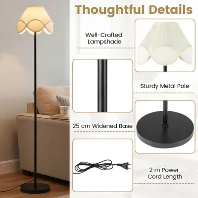 Stojací lampa s regulací jasu, 159 cm, s plynule nastavitelným jasem a látkovým stínidlem v černé barvě