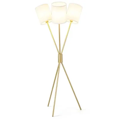 Stojací lampa se 3 látkovými stínidly Moderní stojací lampa Dekorativní stojací lampa s kovovým rámem