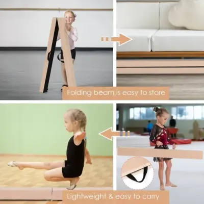 2,1m kladina na gymnastiku, trénink, skládací, odolná, fitness, hnědá
