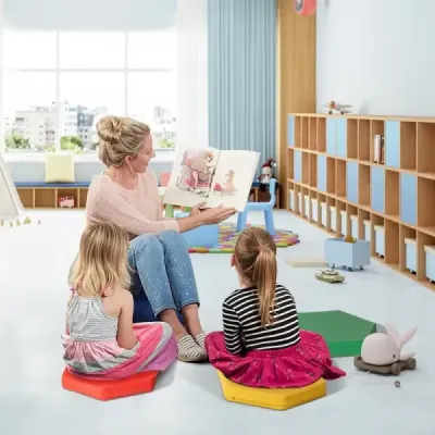 Sada 6 dětských polštářů na židli s rukojetí a zipem polštář na sedadlo podsedák hlavní polštář barevný