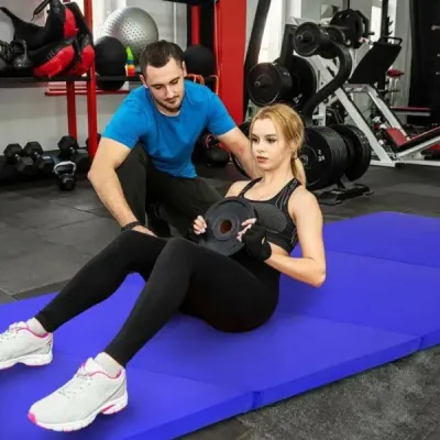 Gymnastická podložka s odnímatelným potahem z PU kůže 240 x 117 x 5 cm Fialová + růžová