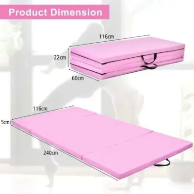 Gymnastická podložka s odnímatelným potahem z PU kůže 240 x 117 x 5 cm Fialová + růžová