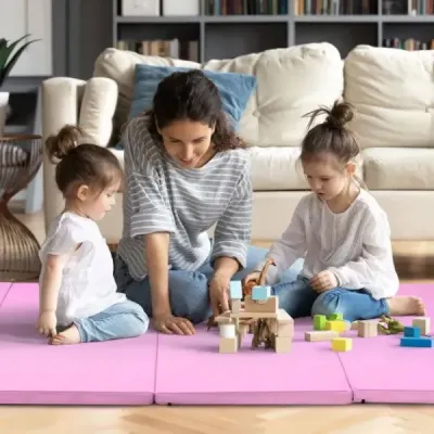 Gymnastická podložka s odnímatelným potahem z PU kůže 240 x 117 x 5 cm Fialová + růžová