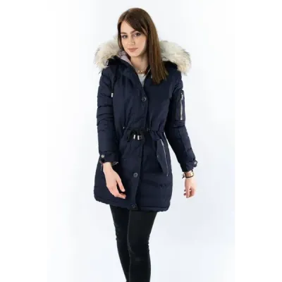 Dámská zimní oboustranná bunda parka MODA631 modro-růžová
