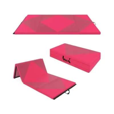 Skládací měkká podlahová podložka Přenosná podložka do tělocvičny Yoga Mat 240 x 117 x 5 cm Růžová