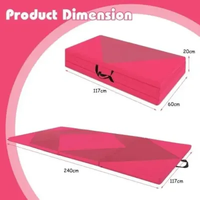 Skládací měkká podlahová podložka Přenosná podložka do tělocvičny Yoga Mat 240 x 117 x 5 cm Růžová
