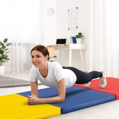 Skládací měkká podložka se 2 úchyty Protiskluzová podložka do posilovny Fitness podložka Barevná