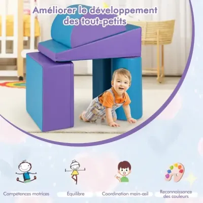 5 TLG. Pěnové stavební bloky Obří stavební bloky pro skotačení a lezení Velké stavební bloky Modrá + fialová barva
