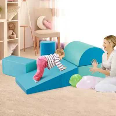 5 TLG. Pěnové stavební bloky Obří stavební bloky pro skotačení a lezení Velké stavební bloky Modrá barva