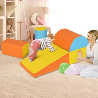5 TLG. Pěnové stavební bloky Obří stavební bloky pro skotačení a lezení Velké stavební bloky oranžová + žlutá barva