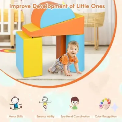 5 TLG. Pěnové stavební bloky Obří stavební bloky pro skotačení a lezení Velké stavební bloky oranžová + žlutá barva