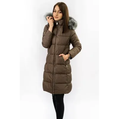 Dámská dlouhá zimní bunda MODA701 hnědá