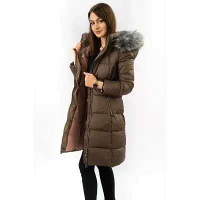 Dámská dlouhá zimní bunda MODA701 hnědá