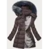 Dámská dlouhá zimní bunda MODA701 lilková