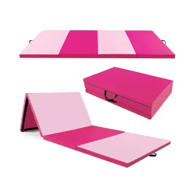 300 x 117 x 5 cm Měkká rohožka z umělé kůže s rukojeťmi a zapínáním na suchý zip, světle růžová