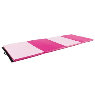300 x 117 x 5 cm Měkká rohožka z umělé kůže s rukojeťmi a zapínáním na suchý zip, světle růžová
