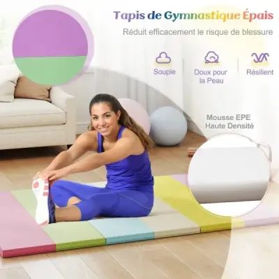 Skládací PU podložka do tělocvičny s rukojetí Měkká podlahová podložka Gymnastická podložka Sportovní podložka 180 x 120 cm