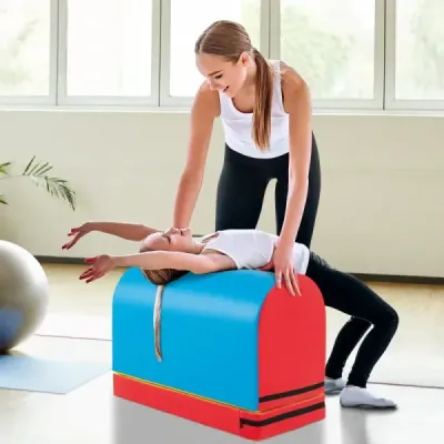Gymnastická podložka/skákací box ve stylu poštovní schránky s odnímatelným krytem, ​​modrá + červená