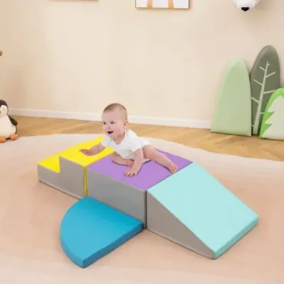 4 TLG. Pěnové stavební bloky pro skotačení a lezení Obří stavební bloky Velké stavební bloky Modrá + fialová barva