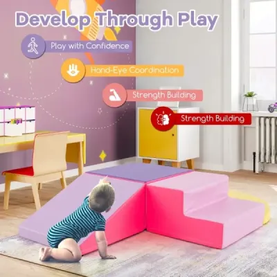 4 TLG. Pěnové stavební bloky pro skotačení a lezení Obří stavební bloky Velké stavební bloky Růžová barva