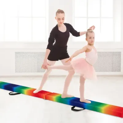 Dětská balanční kladina 270 cm skládací gymnastická kladina s rukojetí pro přenášení Barevná