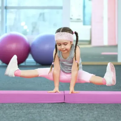 210 cm gymnastická kladina skládací gymnastická kladina protiskluzová kladina do 73 kg fialová