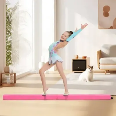 210 cm gymnastická kladina skládací gymnastická kladina protiskluzová kladina do 73 kg růžová