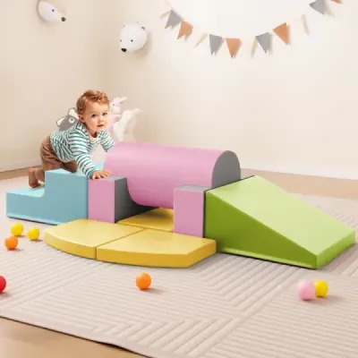 10 dílů pěnové hračky na lezení pro batolata Měkké pěnové stavební bloky z imitace kůže Barevné