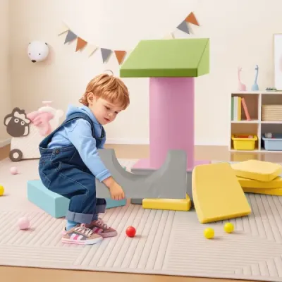 10 dílů pěnové hračky na lezení pro batolata Měkké pěnové stavební bloky z imitace kůže Barevné