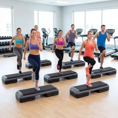 Aerobní stepper s nastavitelnou výškou, fitness stepper se 4 opěrnými bloky, strukturovaný povrch, šedý