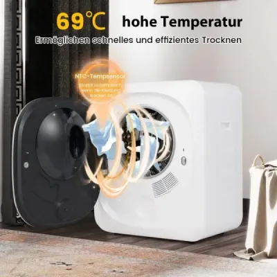 Mini sušička prádla 5KG s 5 programy do 69 ℃ Sušička vzduchu s odsáváním Sušička 800W