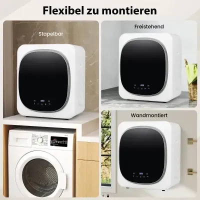 Mini sušička prádla 5 kg s dotykovým displejem LED a dezinfekcí a dezodorizací Sušička odpadního vzduchu